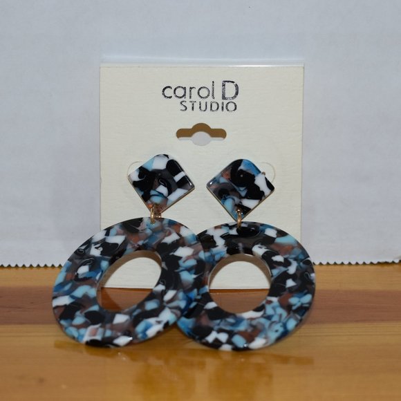 Creative Acetate Plate Geometry Elliptical Diamond Earrings Women's Jewelry - Picture 2 of 10